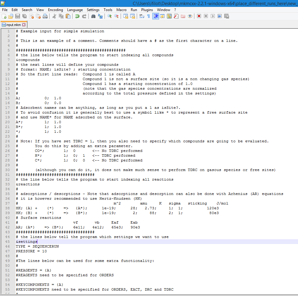 Example how the input file looks like in NotePad